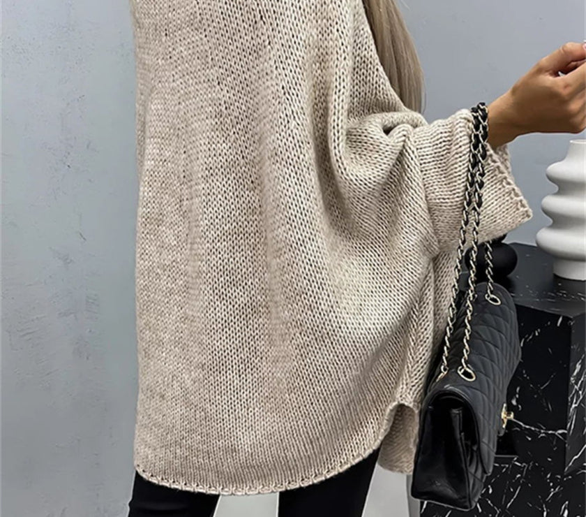 Round Neck Batwing Sleeve Sweater