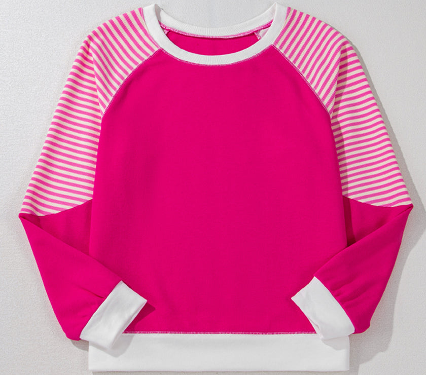 Striped Round Neck Long Sleeve Sweatshirt