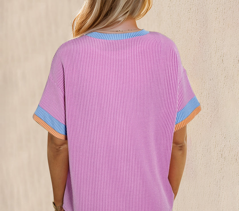 Oh Texture Round Neck Half Sleeve Top and Shorts Set