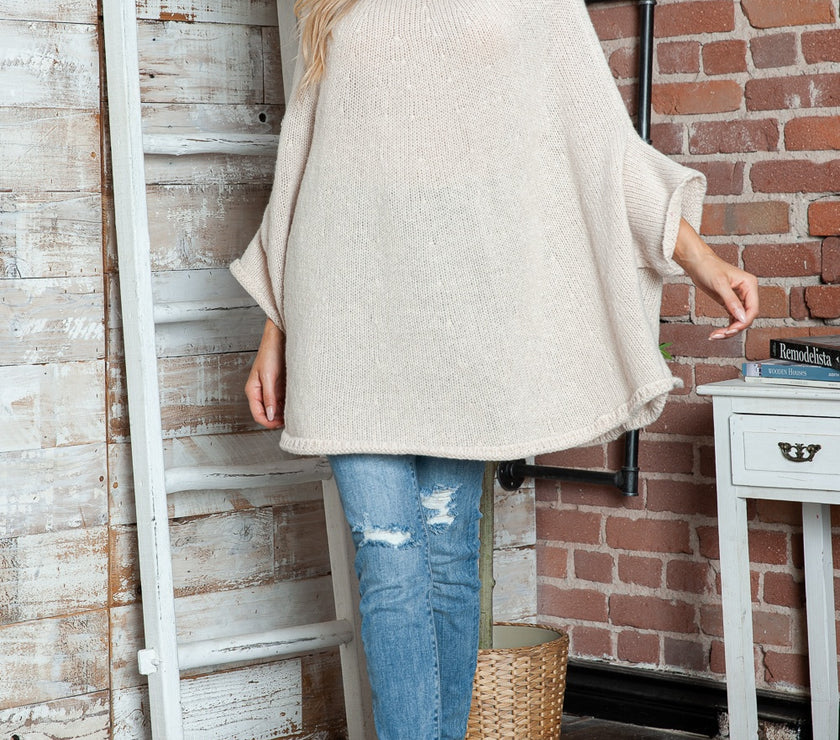 Round Neck Batwing Sleeve Sweater