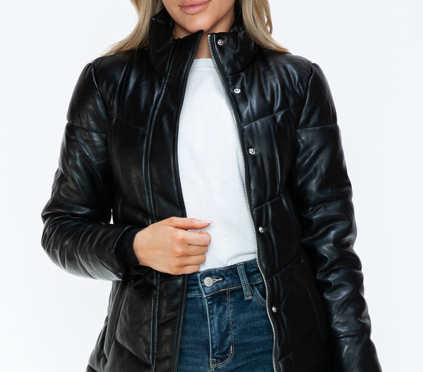 Snobbish Pocketed Zip Up Turtleneck Puffer Jacket