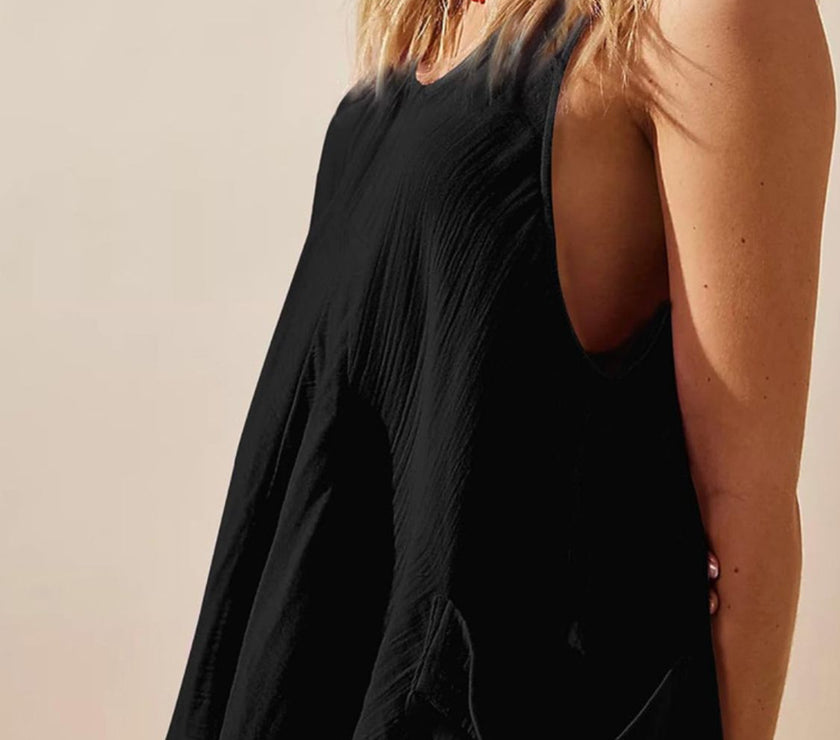 Devine Tied Scoop Neck Wide Strap Mini Dress