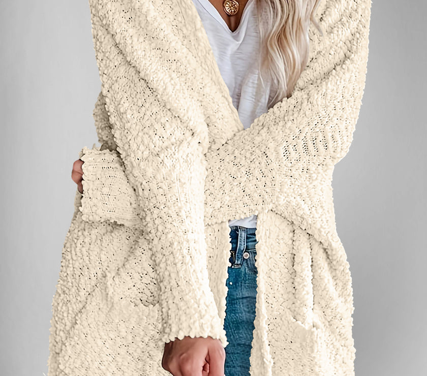 Double Take Pocketed Open Front Long Sleeve Cardigan