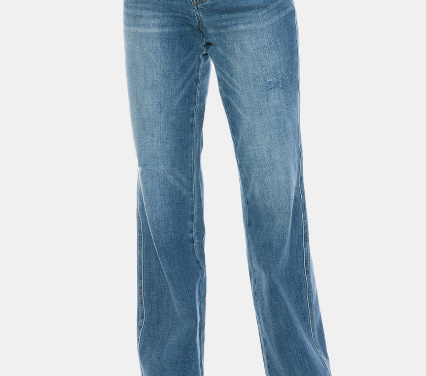 Judy Blue Full Size Tummy Control Cut Raw Hem Straight Jeans