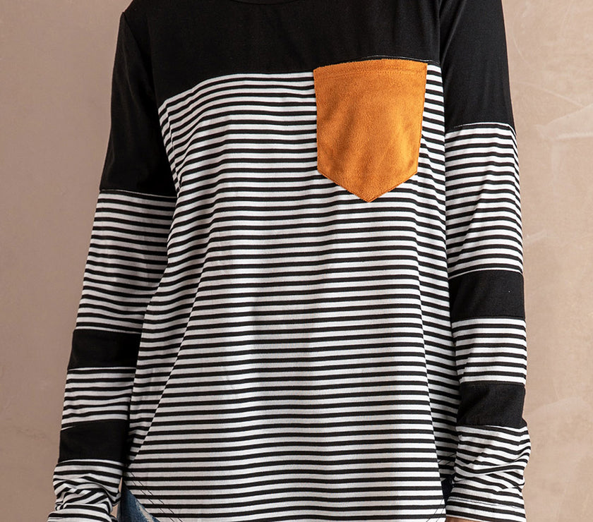 Striped Round Neck Long Sleeve T-Shirt