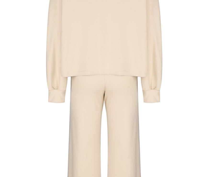 Round Neck Long Sleeve Top and Pants Set