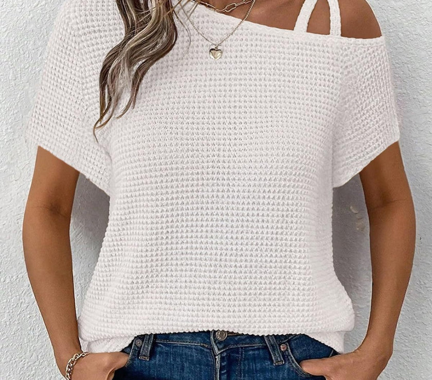 Asymmetrical Neck Short Sleeve T-Shirt