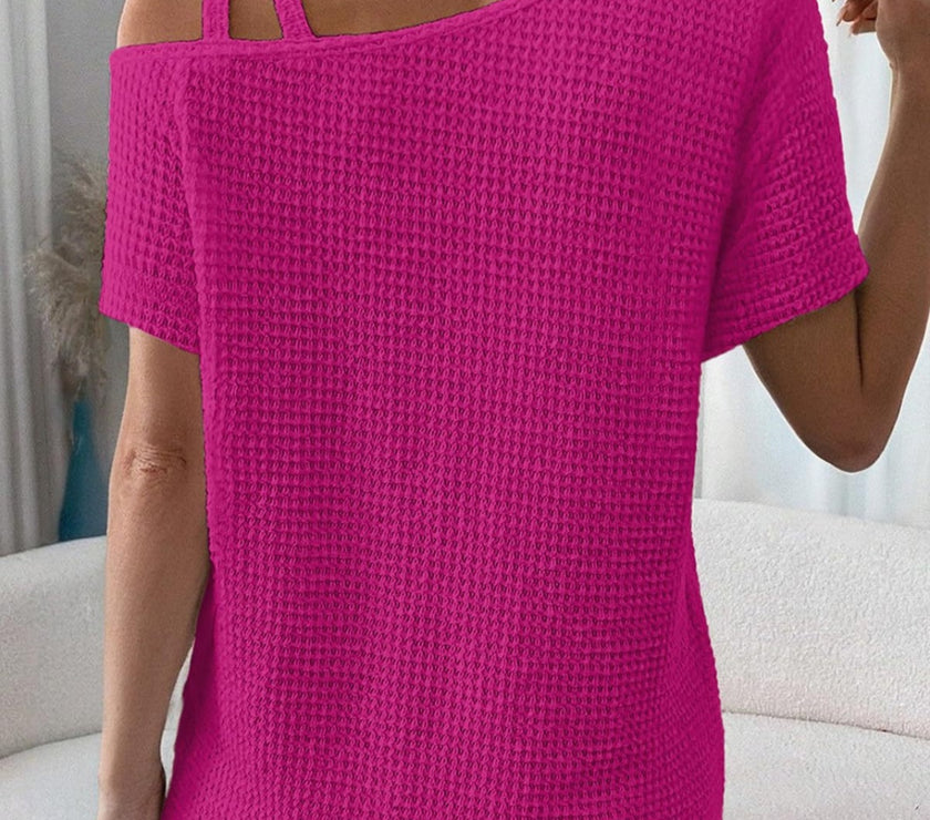 Asymmetrical Neck Short Sleeve T-Shirt