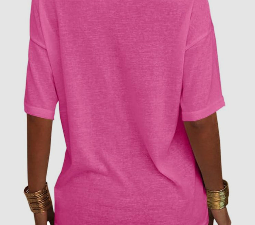 V-Neck Dropped Shoulder Half Sleeve T-Shirt