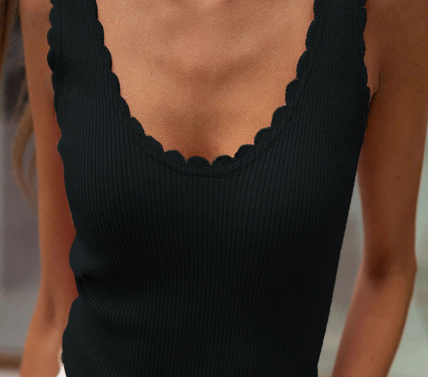 Scoop Neck Wide Strap Knit Tank