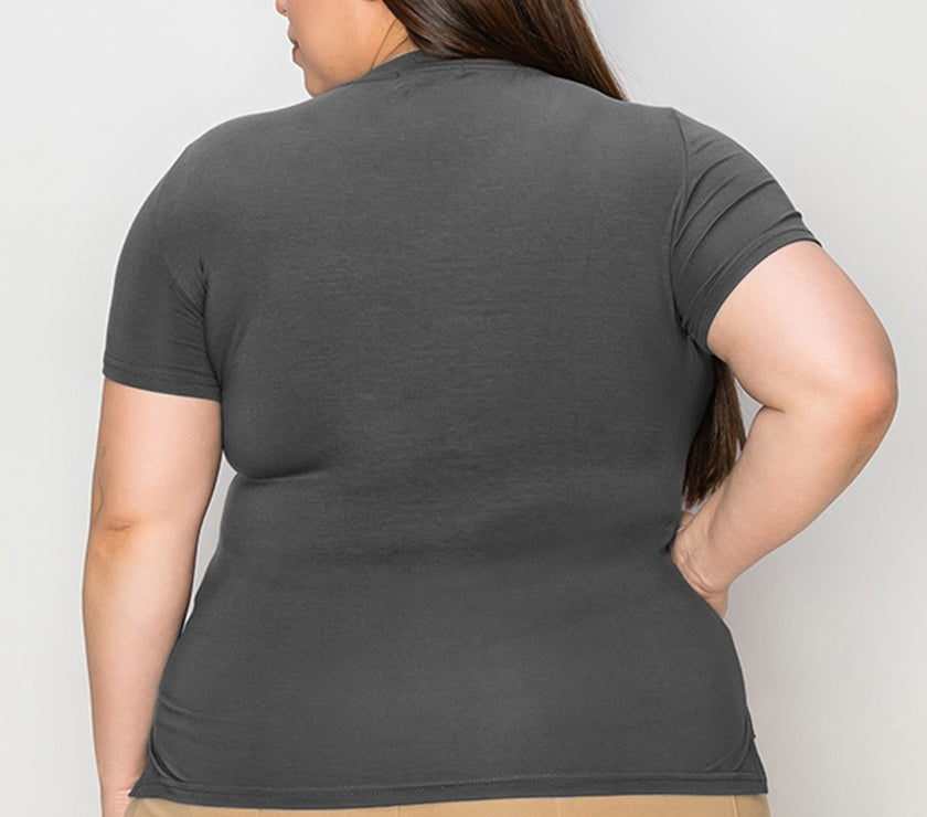 Basic Bae Full Size V-Neck High-Low T-Shirt