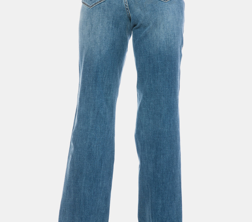 Judy Blue Full Size Tummy Control Cut Raw Hem Straight Jeans