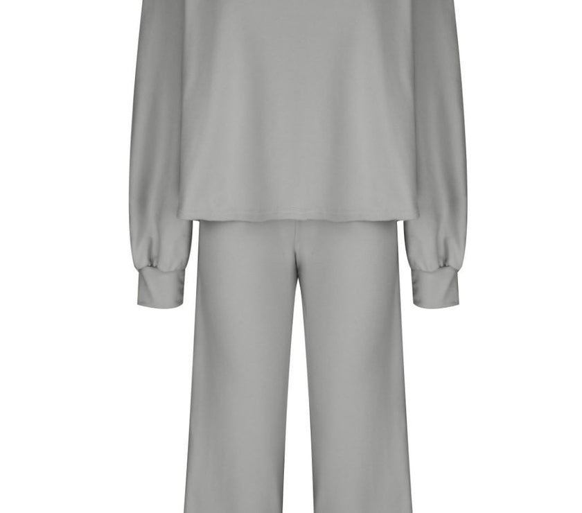 Round Neck Long Sleeve Top and Pants Set