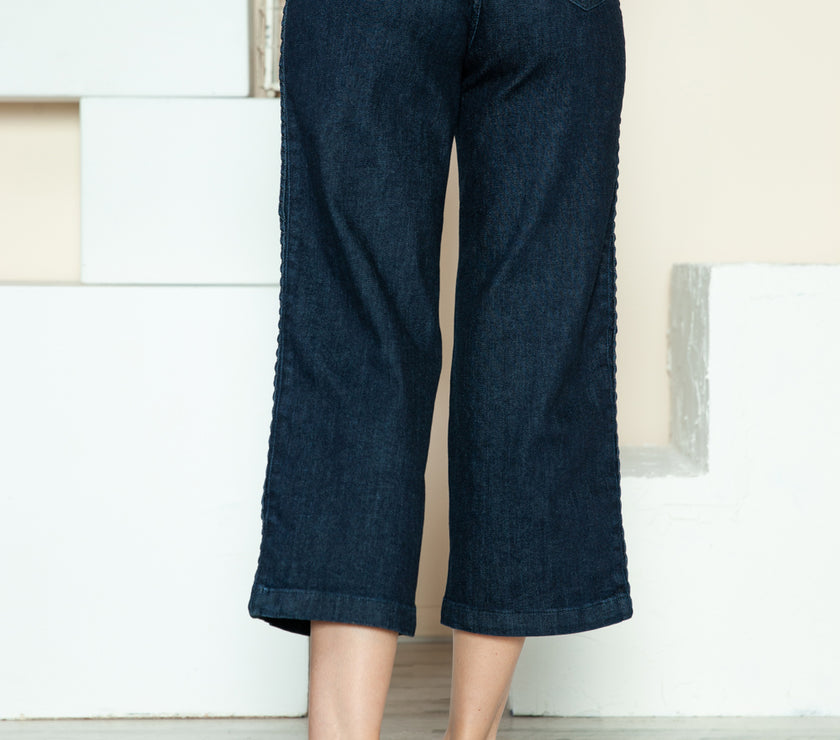 Judy Blue Full Size Side Seam Braid Detail Crop Wide Leg Jeans