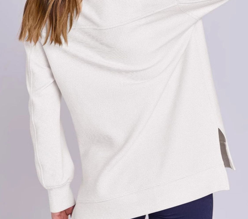 ฺHigh-Low Quarter Zip Long Sleeve Sweatshirt