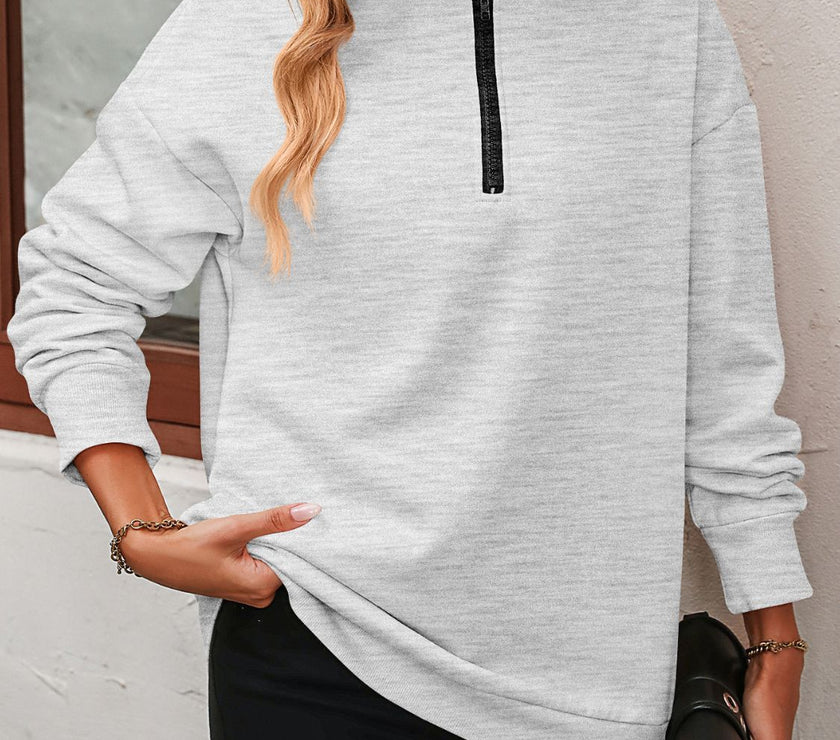 Mandy Zip-Up Dropped Shoulder Sweatshirt