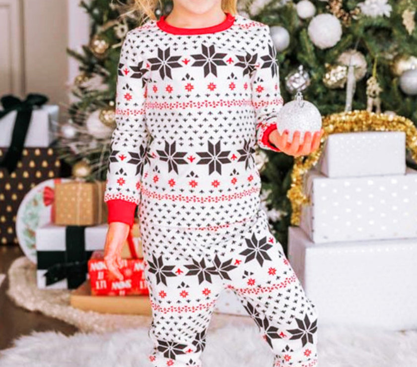 Snowflake Pattern Top and Pants Set