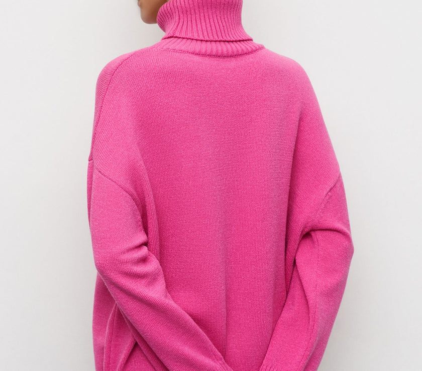 Basic Bae Turtleneck Dropped Shoulder Long Sleeve Sweater