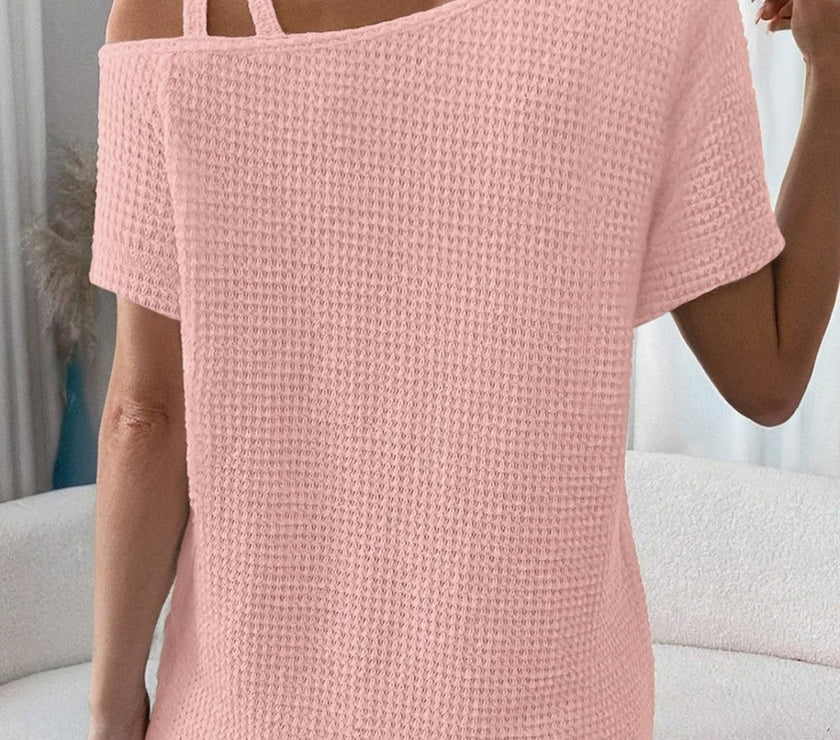 Asymmetrical Neck Short Sleeve T-Shirt