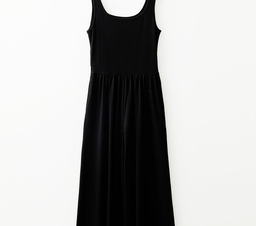 Black Peekaboo Wide Leg Square Neck Sleeveless Jumpsuit