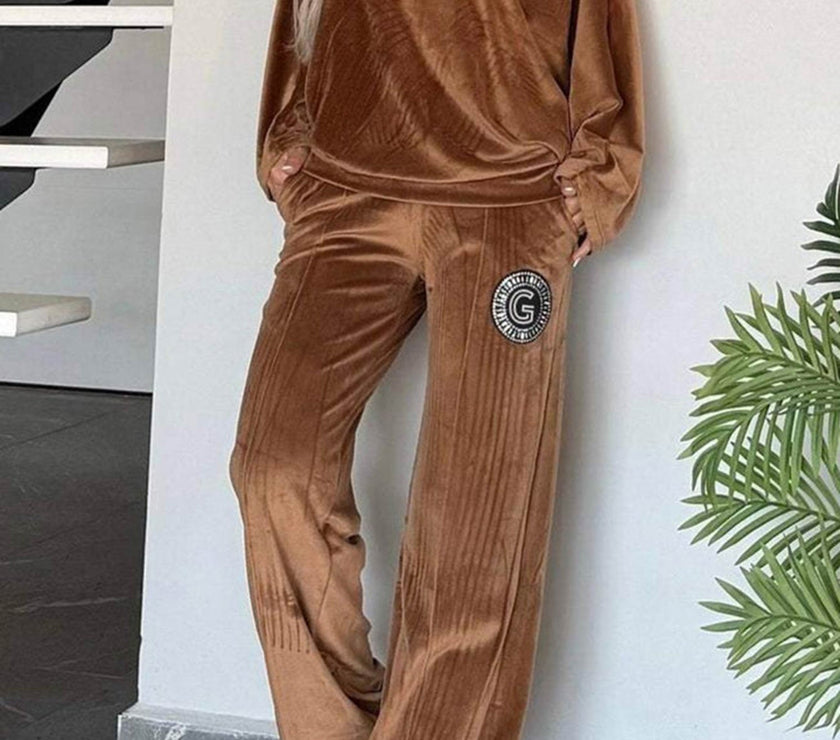 Full Size Boat Neck Long Sleeve Top and Pants Set