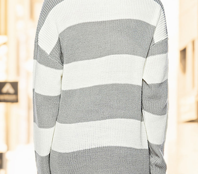 Striped Turtleneck Long Sleeve Sweater