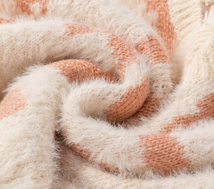 Distressed Trim Leopard V-Neck Sweater