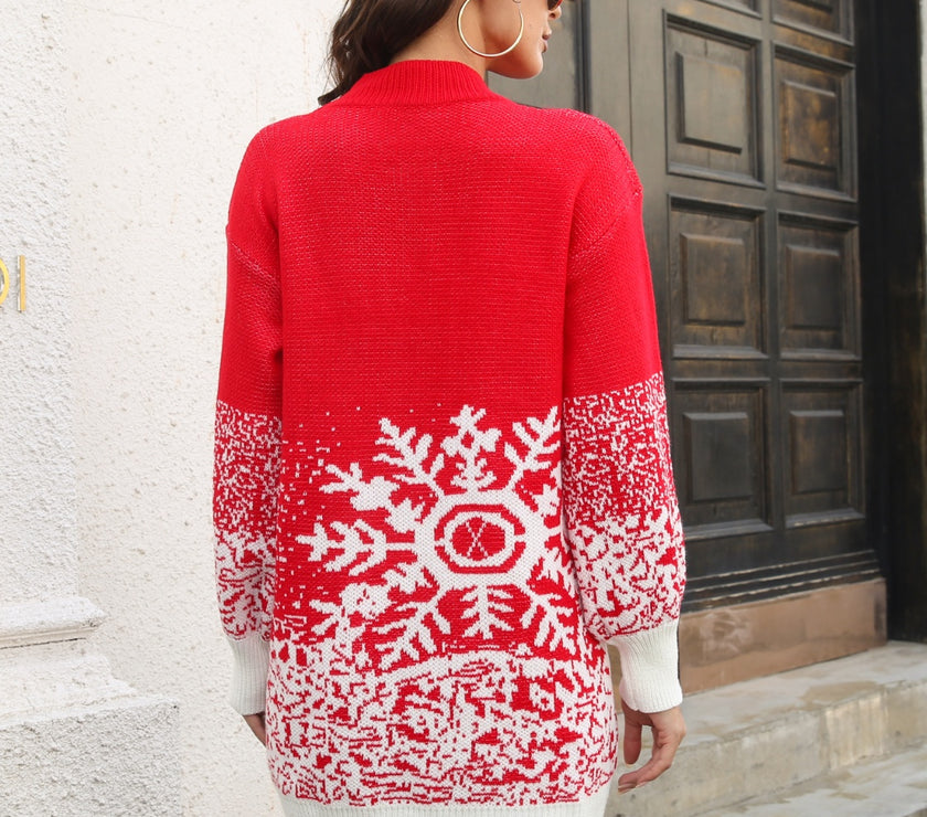 Snowflake Pattern Sweater Dress