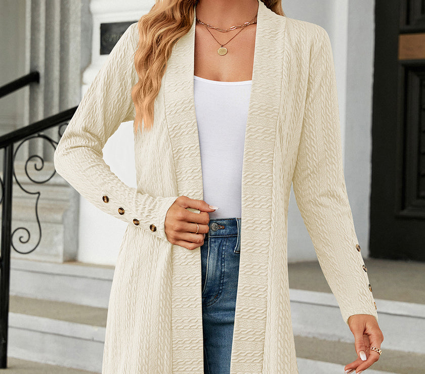 Open Front Long Sleeve Cardigan