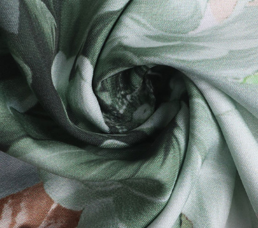 Tied Flower Printed Mock Neck Top