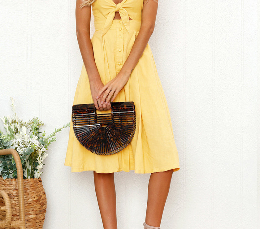 Cutout Smocked Sweetheart Neck Cami Dress