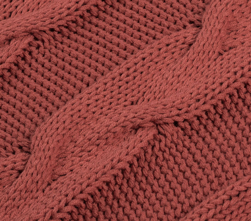 Cable-Knit Turtleneck Dropped Shoulder Sweater