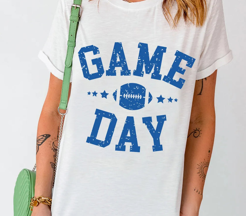 GAME DAY Round Neck Short Sleeve T-Shirt