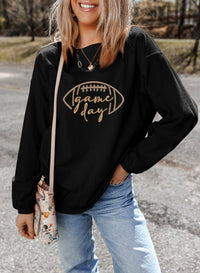 Apricot Football Graphic Drop Shoulder Game Day Corded Sweatshirt