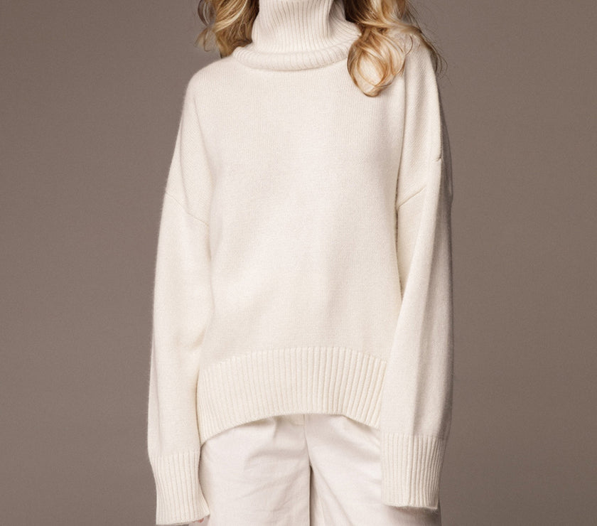 Basic Bae Turtleneck Dropped Shoulder Long Sleeve Sweater