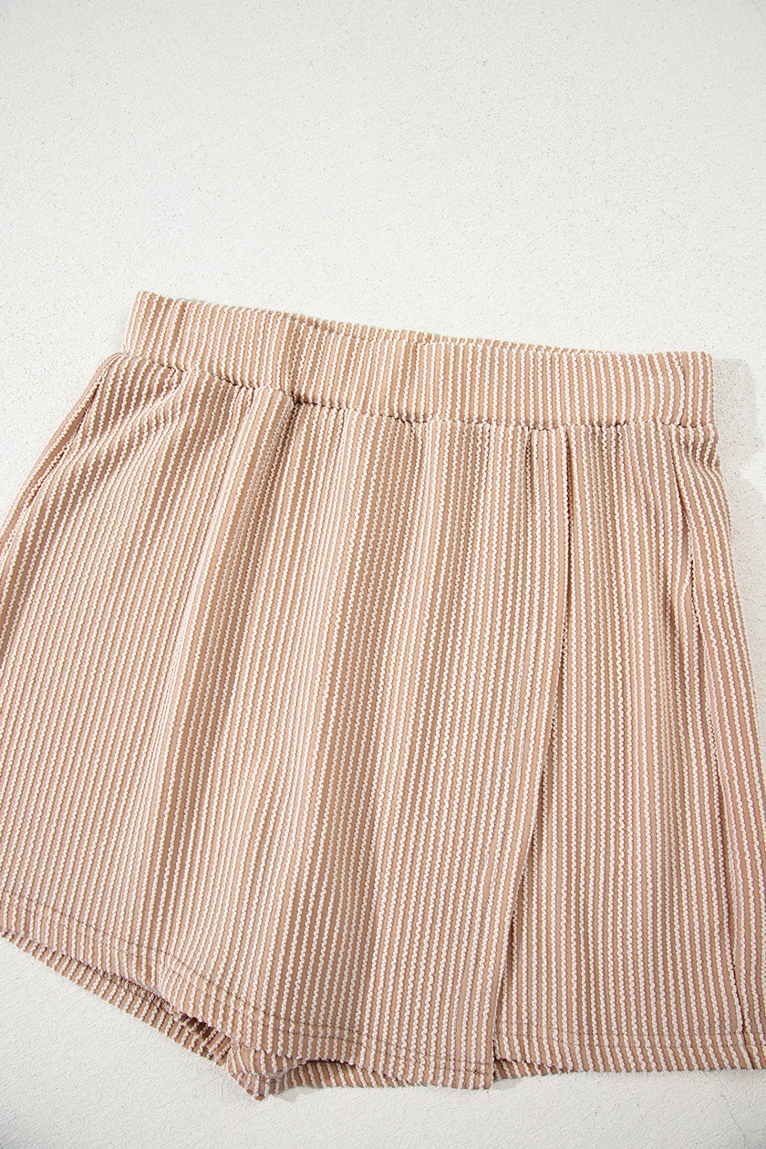 Jet Stream Corded Elastic High Waist Wrap Skort