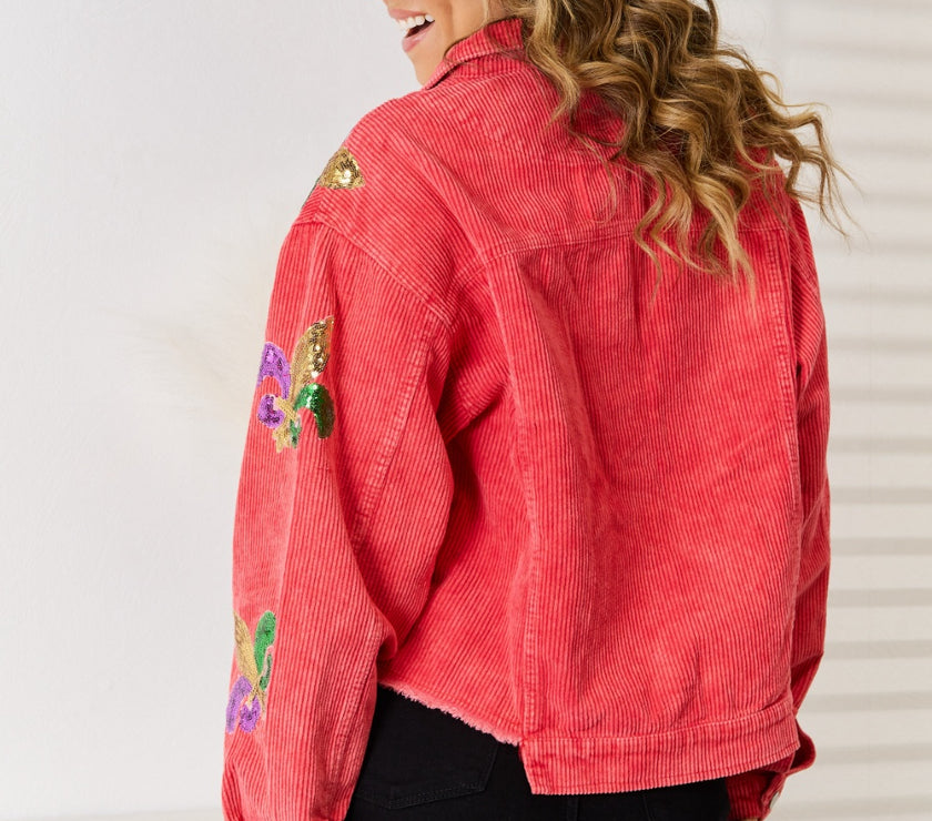 Sequin Raw Hem Jacket