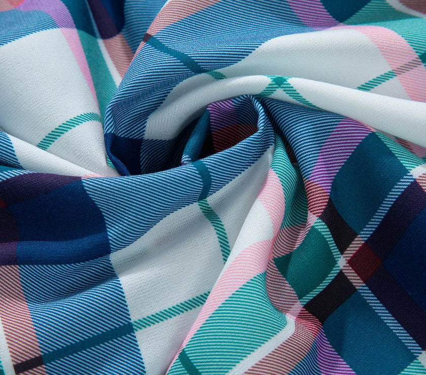 Plaid Snap Down Long Sleeve Top and Shorts Lounge Set