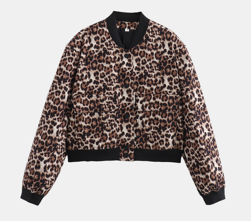 Pocketed Snap Down Baseball Collar Jacket