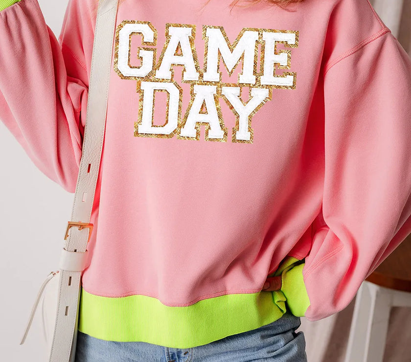 Letter Graphic Round Neck Long Sleeve Sweatshirt
