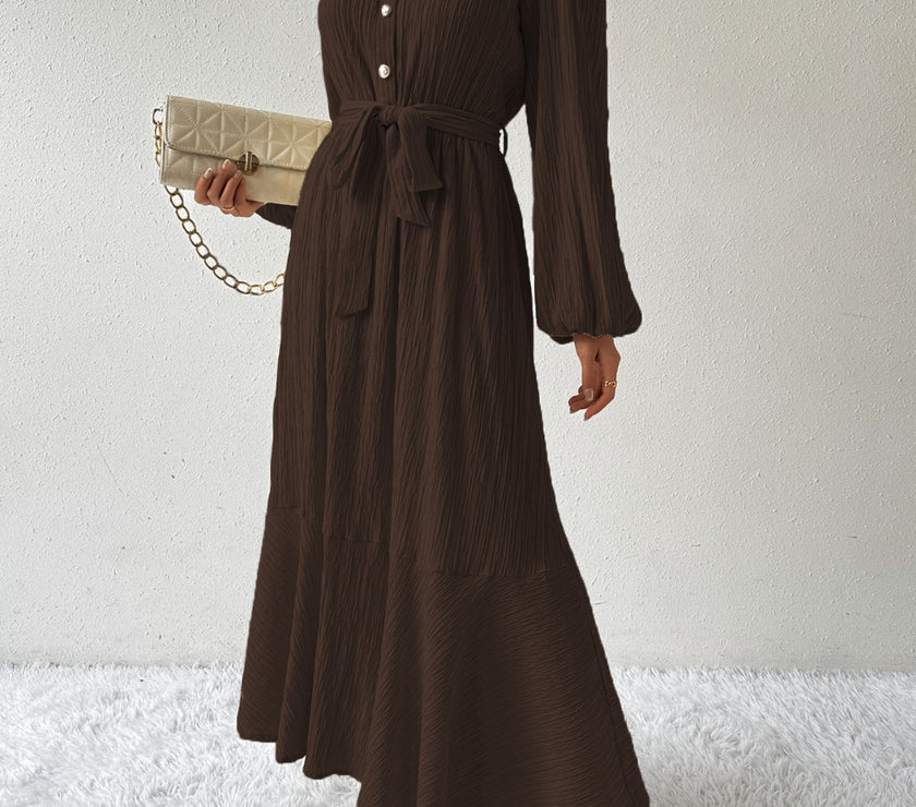 Honey Tie Waist Long Sleeve Dress
