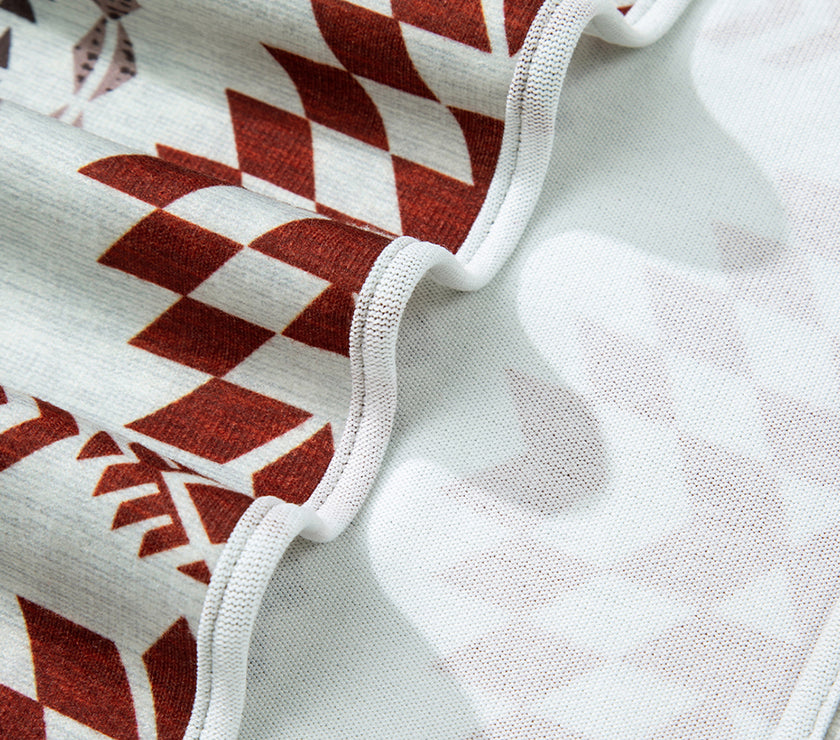 Brown Western Aztec Printed Open Front Long Cardigan