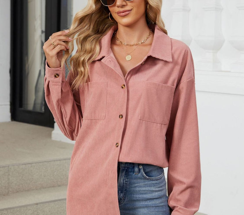 Button Up Long Sleeve Shirt with Breast Pockets