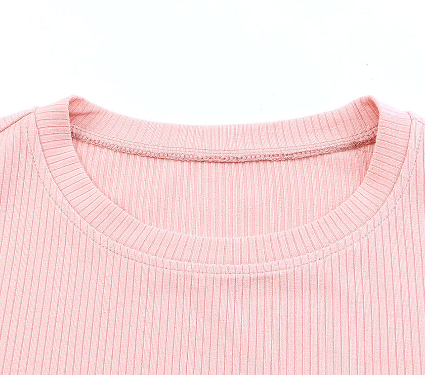 Ruffled Round Neck Cap Sleeve Blouse