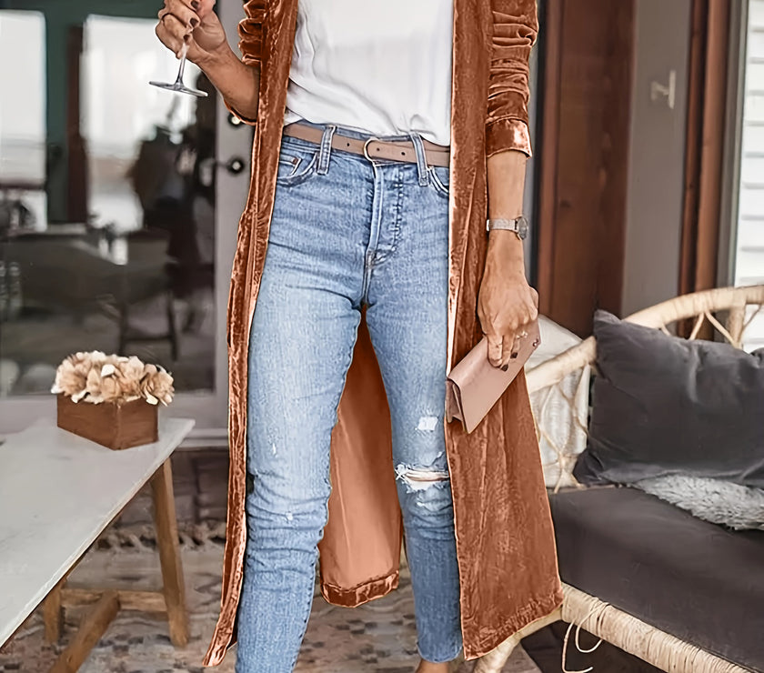 Open Front Long Sleeve Coat