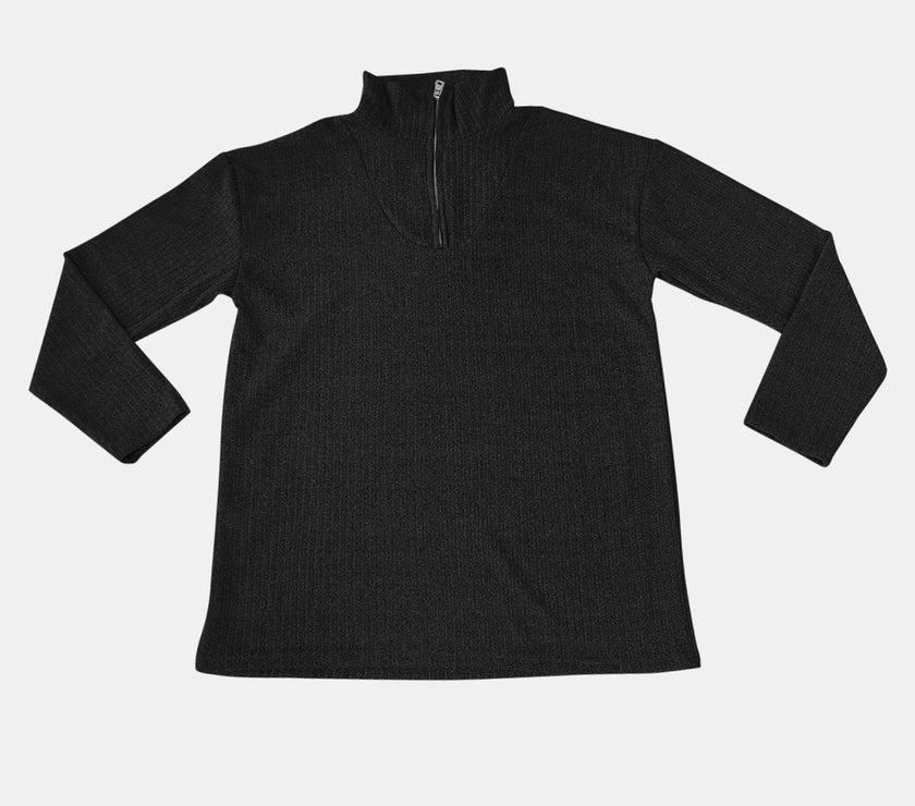 Full Size Quarter Zip Long Sleeve Top