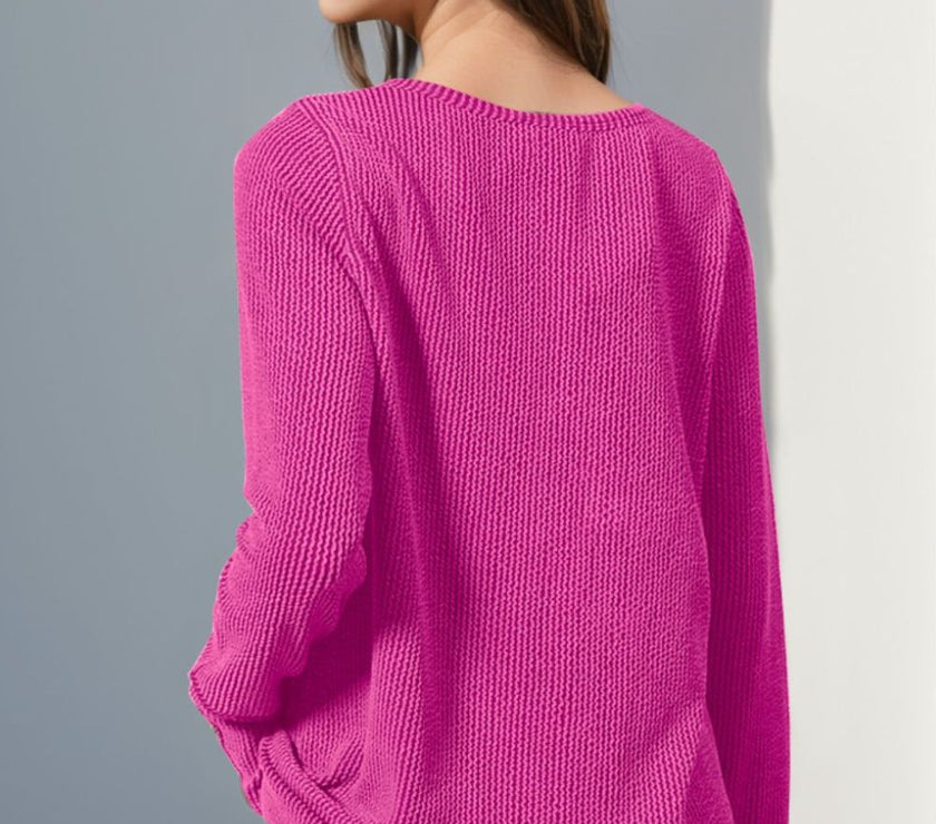 Double Take Full Size Notched Thumbhole Long Sleeve T-Shirt