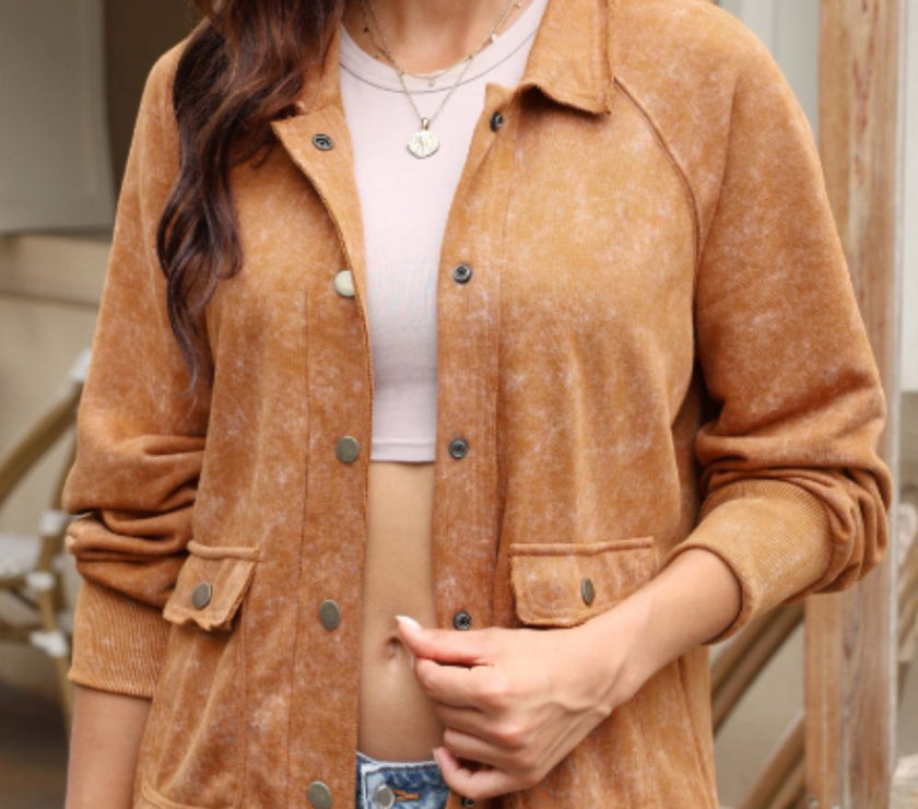 Snap Down Flap Pocket Long Sleeve Shacket