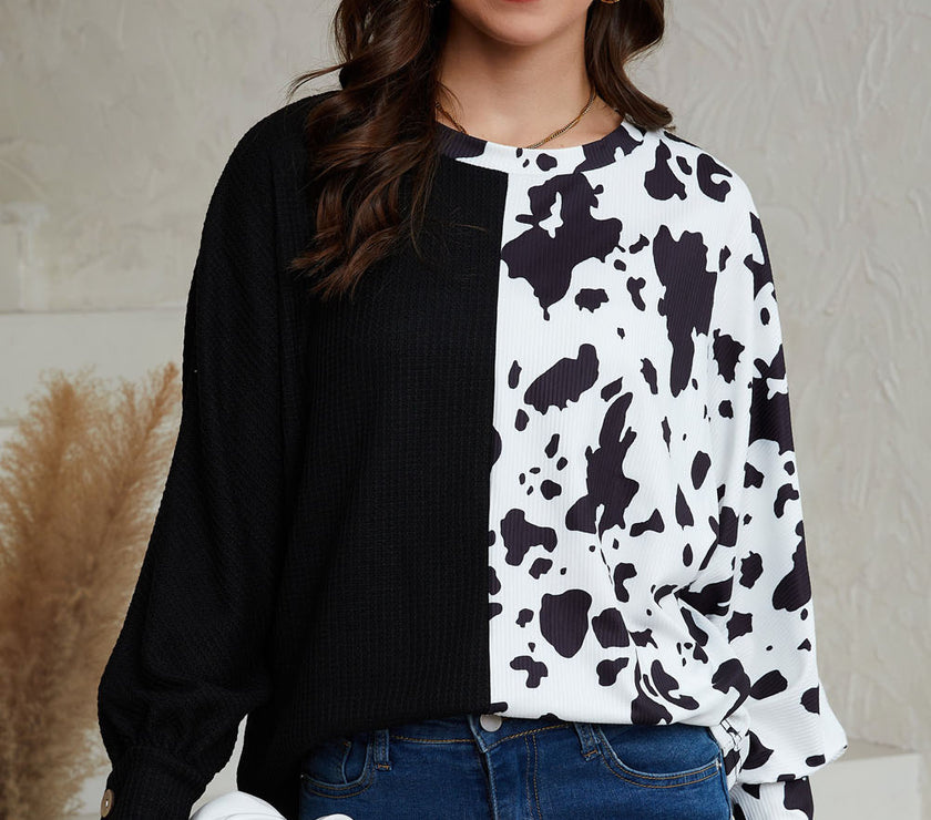 Animal Print Round Neck Top