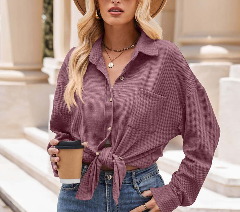 Mandy Collared Neck Dropped Shoulder Shirt